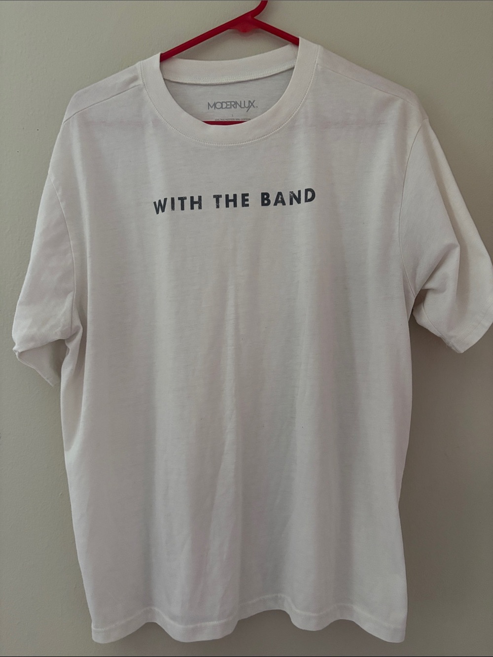 Modern Lux White Short Sleeve Tee with 'WITH THE BAND' Print